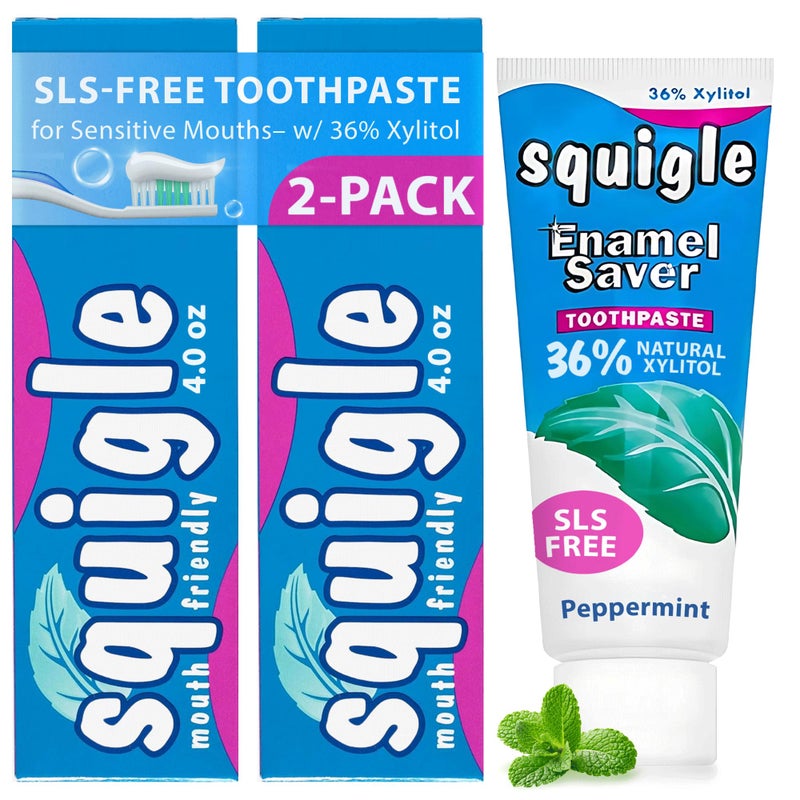 Squigle Enamel Saver Toothpaste (Canker Sore Prevention & Treatment) Prevents Cavities, Perioral Dermatitis, Bad Breath, Chapped Lips - 2 Pack - Image 1